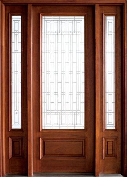 WDMA 52x96 Door (4ft4in by 8ft) Exterior Mahogany Tessera Single/2Sidelight Wakefield 1