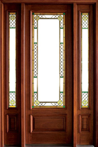 WDMA 52x96 Door (4ft4in by 8ft) Exterior Mahogany Rochester Single/2Sidelight Wakefield 1
