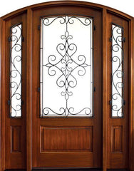 WDMA 52x96 Door (4ft4in by 8ft) Exterior Mahogany Gilford Single/2Sidelight Arch Top Trinity 1