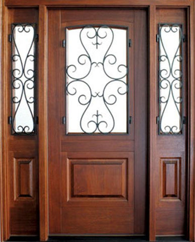 WDMA 52x96 Door (4ft4in by 8ft) Exterior Mahogany El Presidio Single Door/2Sidelight Santa Barbara 1