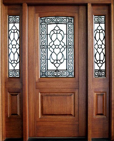 WDMA 52x96 Door (4ft4in by 8ft) Exterior Mahogany Lake Norman Single Door/2Sidelight Santa Barbara 1
