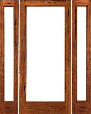 WDMA 52x96 Door (4ft4in by 8ft) Patio Tropical Hardwood Rustic-1-lite Solid IG Glass Sidelights Door 1
