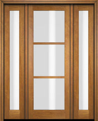WDMA 52x96 Door (4ft4in by 8ft) Exterior Swing Mahogany 3 Lite TDL Single Entry Door Full Sidelights 1