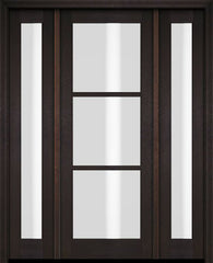 WDMA 52x96 Door (4ft4in by 8ft) Exterior Swing Mahogany 3 Lite TDL Single Entry Door Full Sidelights 2