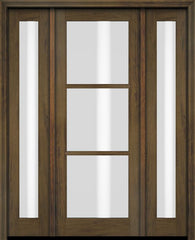 WDMA 52x96 Door (4ft4in by 8ft) Exterior Swing Mahogany 3 Lite TDL Single Entry Door Full Sidelights 3