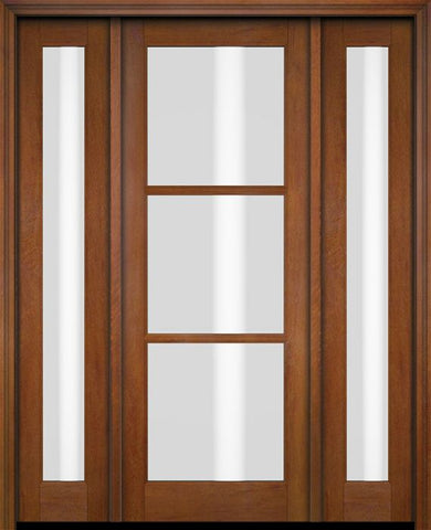 WDMA 52x96 Door (4ft4in by 8ft) Exterior Swing Mahogany 3 Lite TDL Single Entry Door Full Sidelights 4