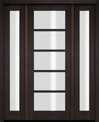 WDMA 52x96 Door (4ft4in by 8ft) Exterior Swing Mahogany 5 Lite TDL Single Entry Door Full Sidelights 2