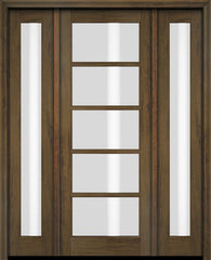 WDMA 52x96 Door (4ft4in by 8ft) Exterior Swing Mahogany 5 Lite TDL Single Entry Door Full Sidelights 3