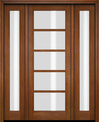 WDMA 52x96 Door (4ft4in by 8ft) Exterior Swing Mahogany 5 Lite TDL Single Entry Door Full Sidelights 4