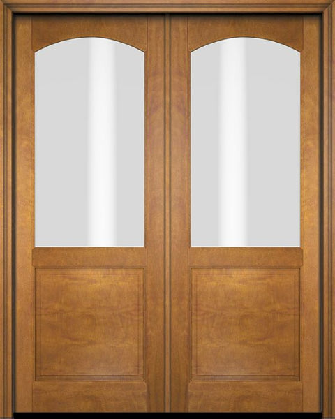 WDMA 52x96 Door (4ft4in by 8ft) Patio Swing Mahogany 1/2 Arch Lite Exterior or Interior Double Door 1