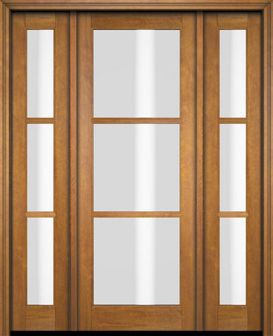 WDMA 52x96 Door (4ft4in by 8ft) Exterior Swing Mahogany 3 Lite TDL Single Entry Door Sidelights 1