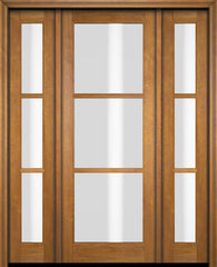 WDMA 52x96 Door (4ft4in by 8ft) Exterior Swing Mahogany 3 Lite TDL Single Entry Door Sidelights 1