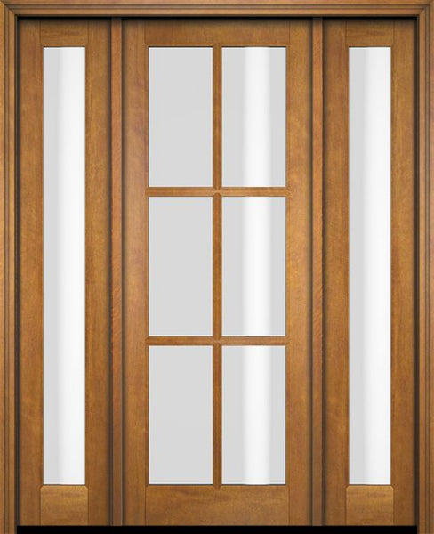 WDMA 52x96 Door (4ft4in by 8ft) Exterior Swing Mahogany 6 Lite TDL Single Entry Door Full Sidelights 1