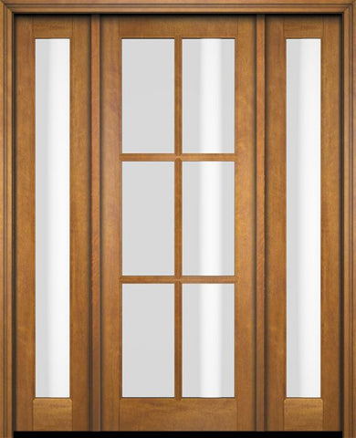 WDMA 52x96 Door (4ft4in by 8ft) Exterior Swing Mahogany 6 Lite TDL Single Entry Door Full Sidelights 1