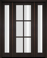 WDMA 52x96 Door (4ft4in by 8ft) Exterior Swing Mahogany 6 Lite TDL Single Entry Door Full Sidelights 2
