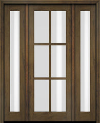 WDMA 52x96 Door (4ft4in by 8ft) Exterior Swing Mahogany 6 Lite TDL Single Entry Door Full Sidelights 3