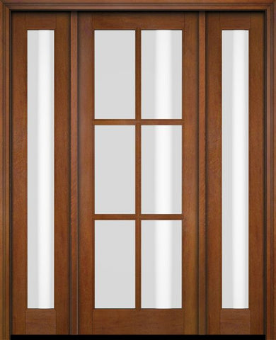 WDMA 52x96 Door (4ft4in by 8ft) Exterior Swing Mahogany 6 Lite TDL Single Entry Door Full Sidelights 4