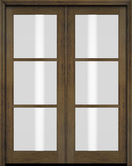 WDMA 52x96 Door (4ft4in by 8ft) French Barn Mahogany 3 Lite TDL Exterior or Interior Double Door 3