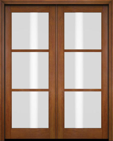 WDMA 52x96 Door (4ft4in by 8ft) French Barn Mahogany 3 Lite TDL Exterior or Interior Double Door 4