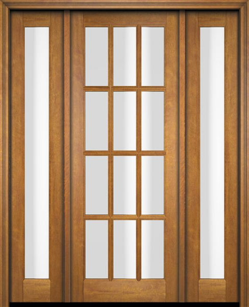 WDMA 52x96 Door (4ft4in by 8ft) Exterior Swing Mahogany 12 Lite TDL Single Entry Door Full Sidelights 1