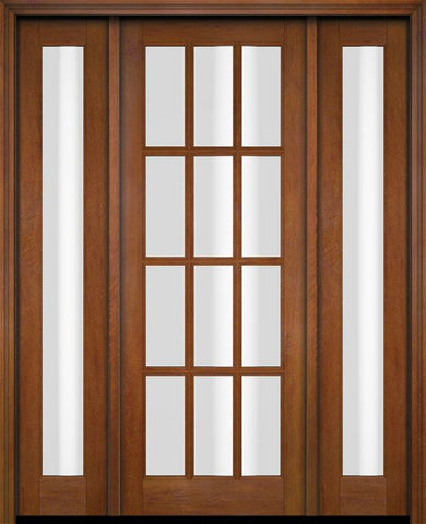 WDMA 52x96 Door (4ft4in by 8ft) Exterior Swing Mahogany 12 Lite TDL Single Entry Door Full Sidelights 4