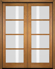WDMA 52x96 Door (4ft4in by 8ft) Patio Swing Mahogany 4 Lite TDL Exterior or Interior Double Door 1