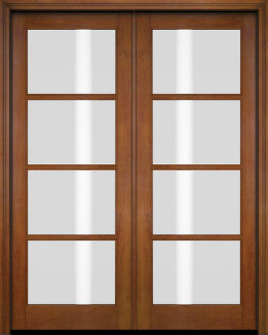 WDMA 52x96 Door (4ft4in by 8ft) Patio Swing Mahogany 4 Lite TDL Exterior or Interior Double Door 4