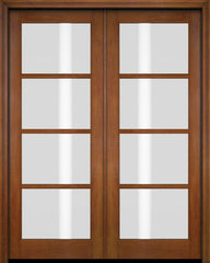 WDMA 52x96 Door (4ft4in by 8ft) Patio Swing Mahogany 4 Lite TDL Exterior or Interior Double Door 4