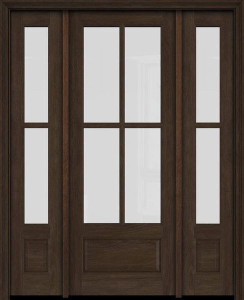 WDMA 52x96 Door (4ft4in by 8ft) Exterior Swing Mahogany 3/4 4 Lite TDL Single Entry Door Sidelights 1