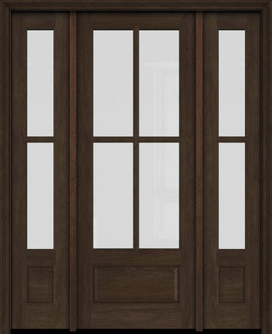 WDMA 52x96 Door (4ft4in by 8ft) Exterior Swing Mahogany 3/4 4 Lite TDL Single Entry Door Sidelights 1