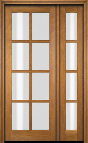 WDMA 52x96 Door (4ft4in by 8ft) Exterior Swing Mahogany 8 Lite TDL Single Entry Door Sidelight 1