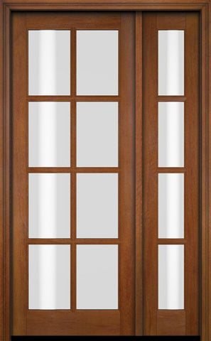 WDMA 52x96 Door (4ft4in by 8ft) Exterior Swing Mahogany 8 Lite TDL Single Entry Door Sidelight 4