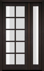 WDMA 52x96 Door (4ft4in by 8ft) Exterior Swing Mahogany 10 Lite TDL Single Entry Door Full Sidelight 2