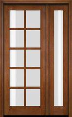 WDMA 52x96 Door (4ft4in by 8ft) Exterior Swing Mahogany 10 Lite TDL Single Entry Door Full Sidelight 4
