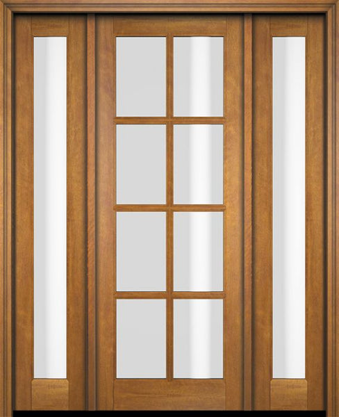WDMA 52x96 Door (4ft4in by 8ft) Exterior Swing Mahogany 8 Lite TDL Single Entry Door Full Sidelights 1