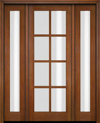 WDMA 52x96 Door (4ft4in by 8ft) Exterior Swing Mahogany 8 Lite TDL Single Entry Door Full Sidelights 4