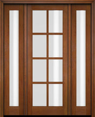 WDMA 52x96 Door (4ft4in by 8ft) Exterior Swing Mahogany 8 Lite TDL Single Entry Door Full Sidelights 4