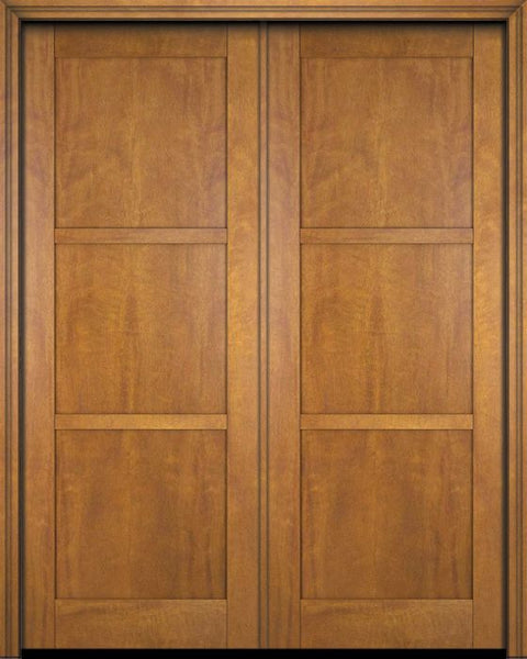 WDMA 52x96 Door (4ft4in by 8ft) Exterior Swing Mahogany 3 Panel Windermere Shaker or Interior Double Door 1