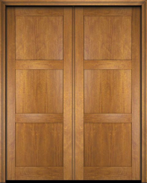 WDMA 52x96 Door (4ft4in by 8ft) Interior Swing Mahogany Modern 3 Flat Panel Shaker Exterior or Double Door 1
