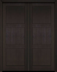 WDMA 52x96 Door (4ft4in by 8ft) Interior Swing Mahogany Modern 3 Flat Panel Shaker Exterior or Double Door 2