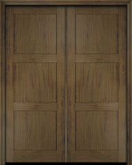 WDMA 52x96 Door (4ft4in by 8ft) Interior Swing Mahogany Modern 3 Flat Panel Shaker Exterior or Double Door 3