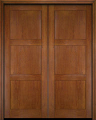 WDMA 52x96 Door (4ft4in by 8ft) Interior Swing Mahogany Modern 3 Flat Panel Shaker Exterior or Double Door 4