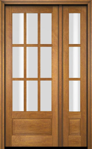 WDMA 52x96 Door (4ft4in by 8ft) Exterior Swing Mahogany 3/4 9 Lite TDL Single Entry Door Sidelight 1