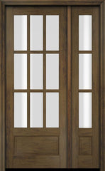 WDMA 52x96 Door (4ft4in by 8ft) Exterior Swing Mahogany 3/4 9 Lite TDL Single Entry Door Sidelight 3