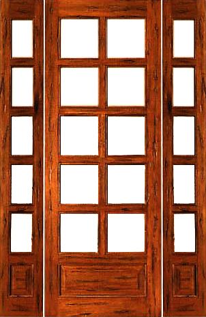 WDMA 52x96 Door (4ft4in by 8ft) French Tropical Hardwood Rustic-10-lite-P/B Solid Wood IG Glass Sidelights Door 1
