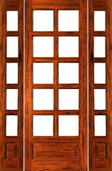 WDMA 52x96 Door (4ft4in by 8ft) French Tropical Hardwood Rustic-10-lite-P/B Solid Wood IG Glass Sidelights Door 1