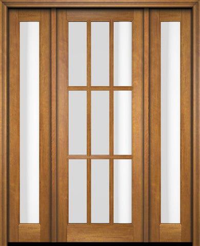WDMA 52x96 Door (4ft4in by 8ft) Exterior Swing Mahogany 9 Lite TDL Single Entry Door Full Sidelights 1