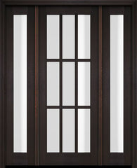 WDMA 52x96 Door (4ft4in by 8ft) Exterior Swing Mahogany 9 Lite TDL Single Entry Door Full Sidelights 2
