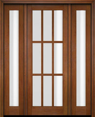 WDMA 52x96 Door (4ft4in by 8ft) Exterior Swing Mahogany 9 Lite TDL Single Entry Door Full Sidelights 4