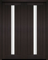 WDMA 52x96 Door (4ft4in by 8ft) Interior Swing Mahogany Modern 2 Flat Panel Center Lite Shaker Exterior or Double Door 3